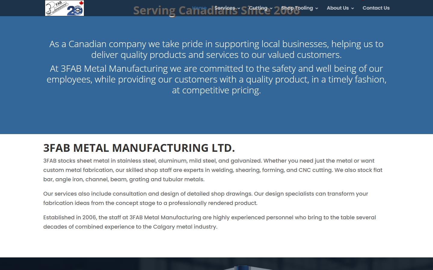 3FAB Manufacturing homepage, CNC machining in Calgary, Alberta
