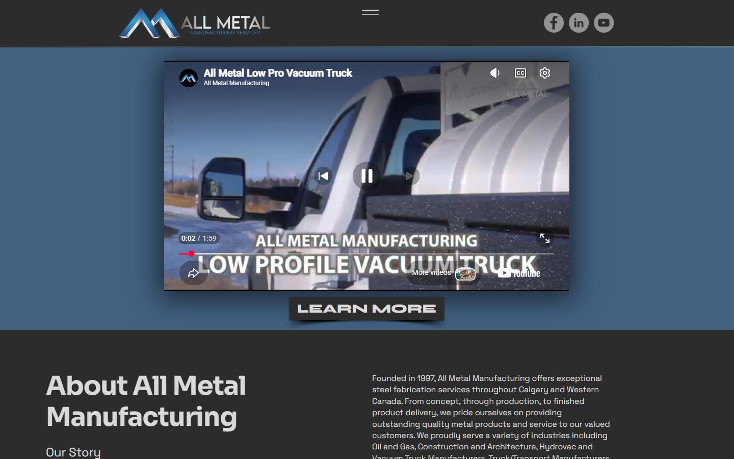 All Metal Manufacturing homepage, CNC machining in Calgary, Alberta