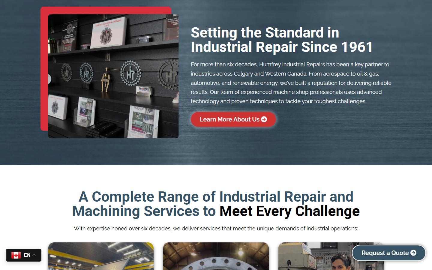 Humfrey Industrial Repairs Ltd. homepage, CNC machining in Calgary, Alberta
