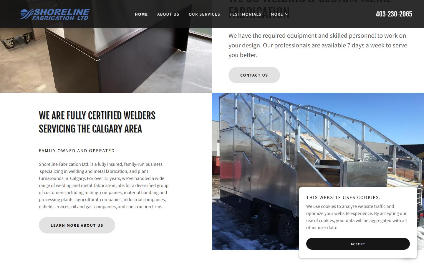 Shoreline Fabrication Ltd. homepage, CNC machining in Calgary, Alberta