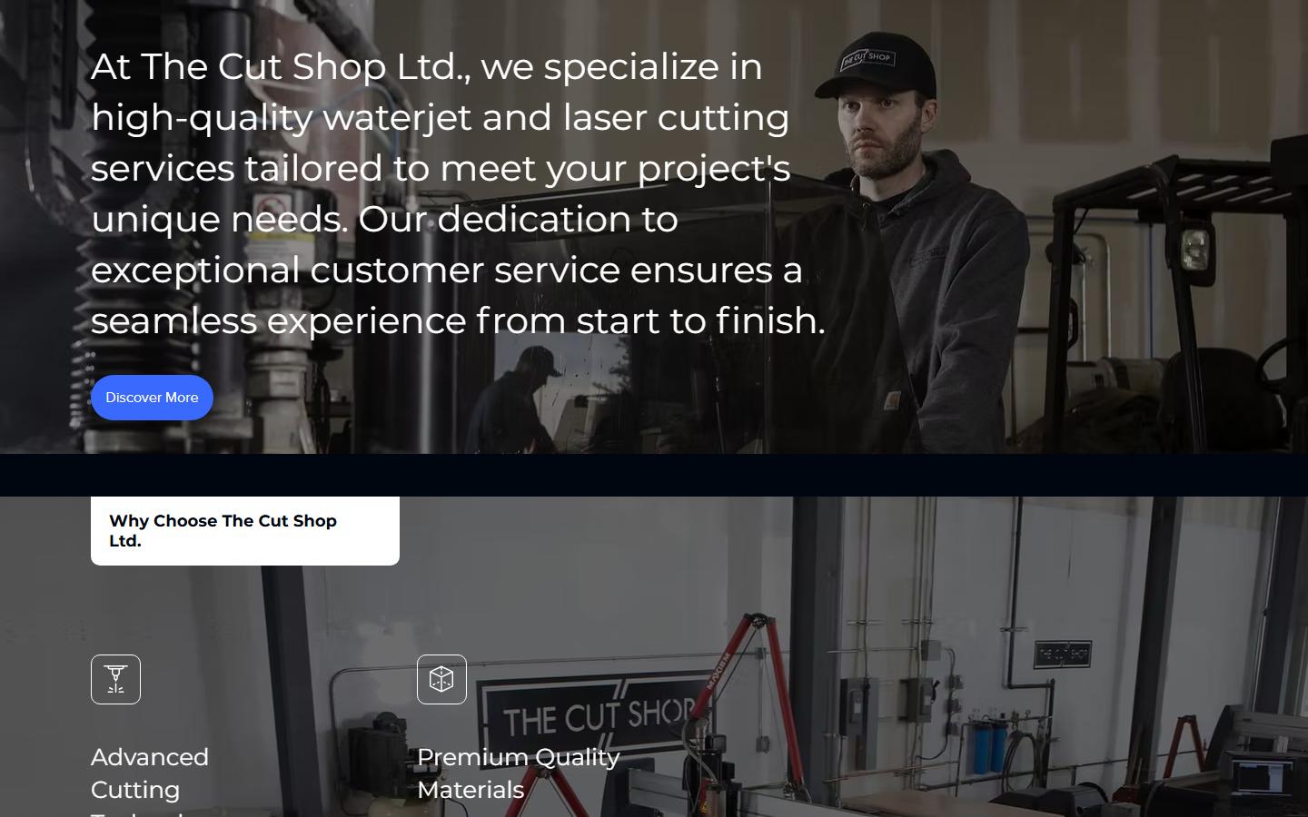 The Cut Shop homepage, CNC machining in Calgary, Alberta