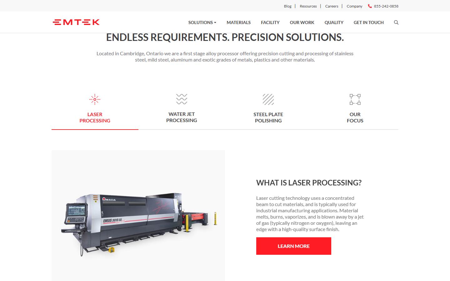 Emtek Processed Alloys Inc. homepage, CNC machining in Cambridge, ON