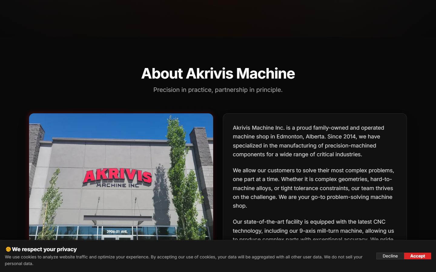 Akrivis Machine Inc. — CNC machining company in Edmonton, AB