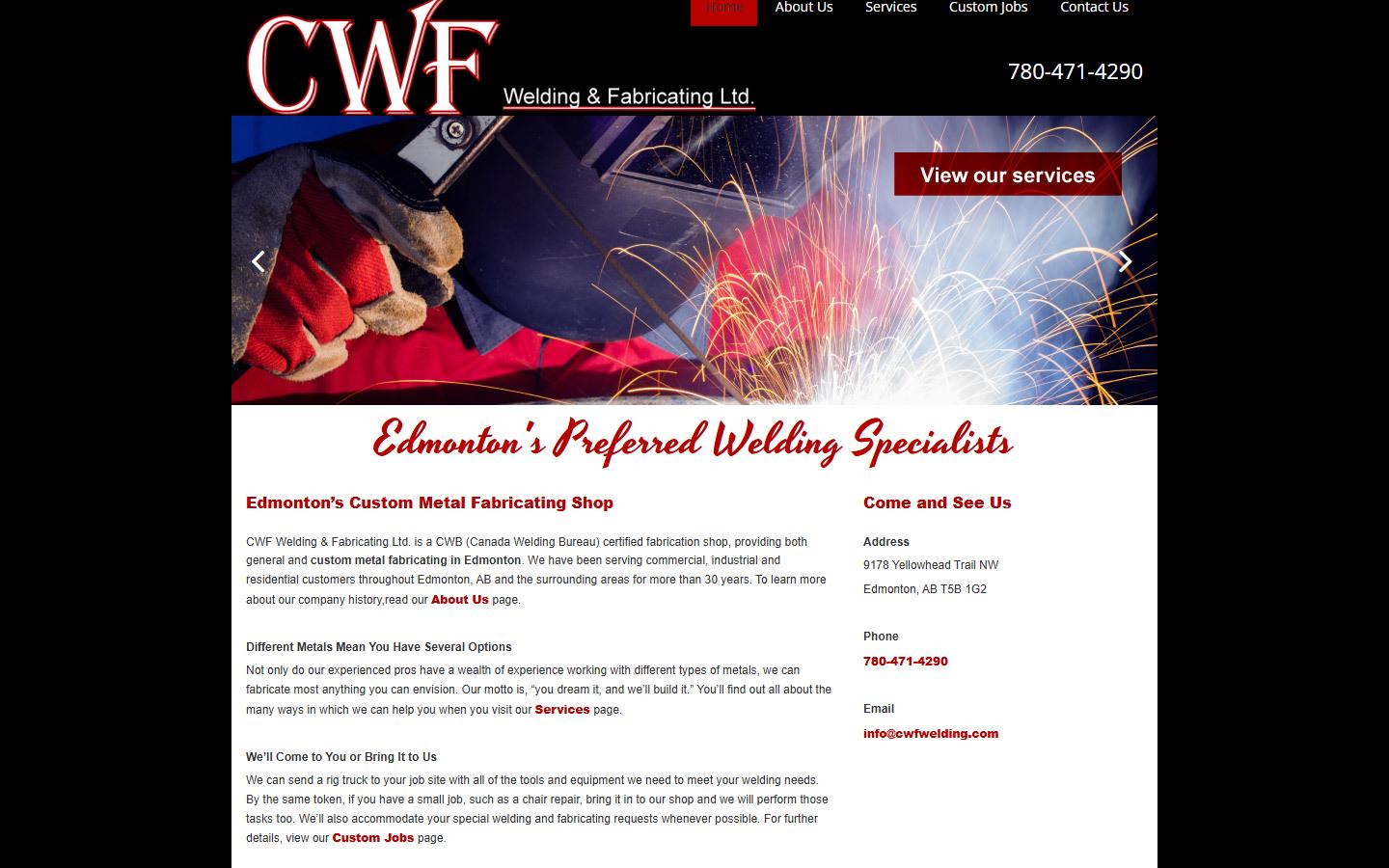 CWF Welding & Fabricating Ltd. homepage, CNC machining in Edmonton, AB