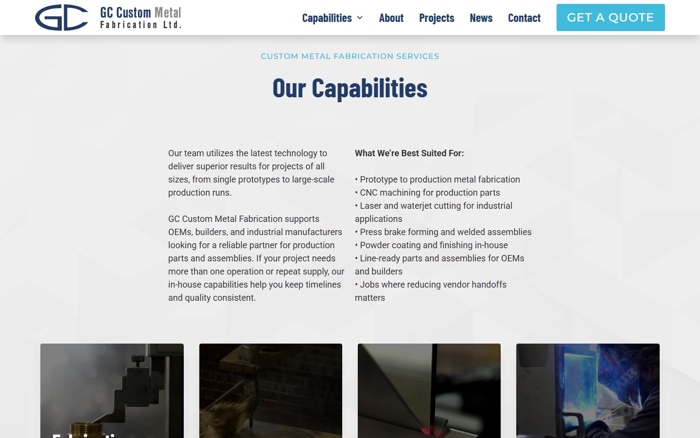 GC Custom Metal Fabrication Ltd. homepage, CNC machining in Edmonton, AB