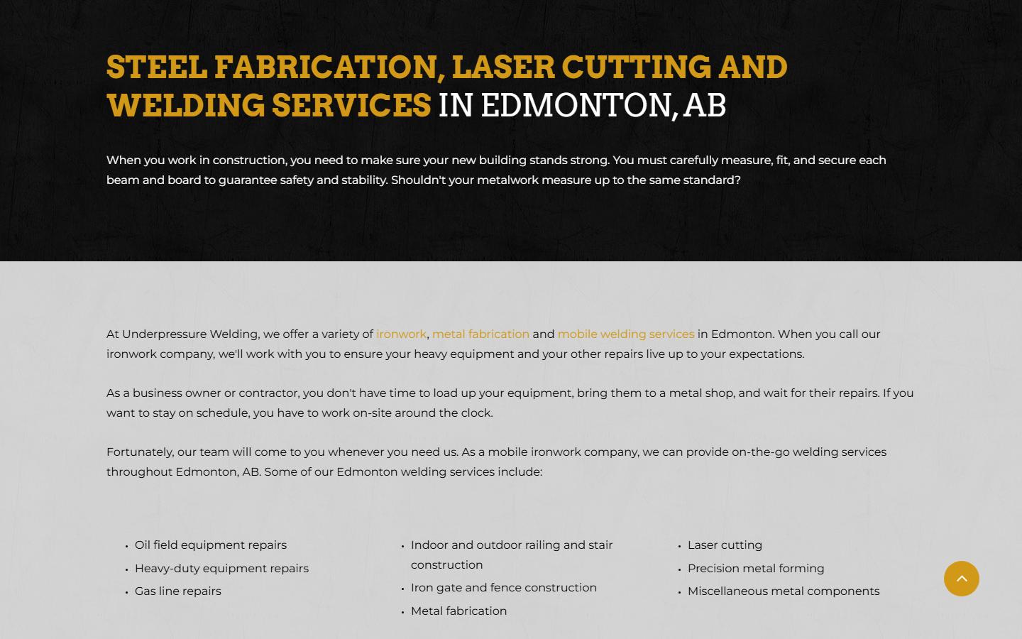 Underpressure Welding Inc. homepage, CNC machining in Edmonton, AB