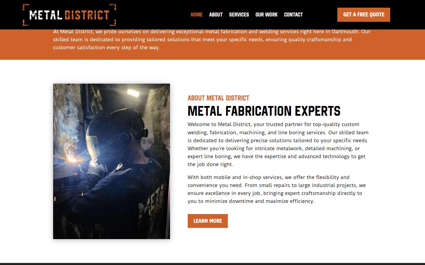 Metal District homepage, CNC machining in Dartmouth, NS