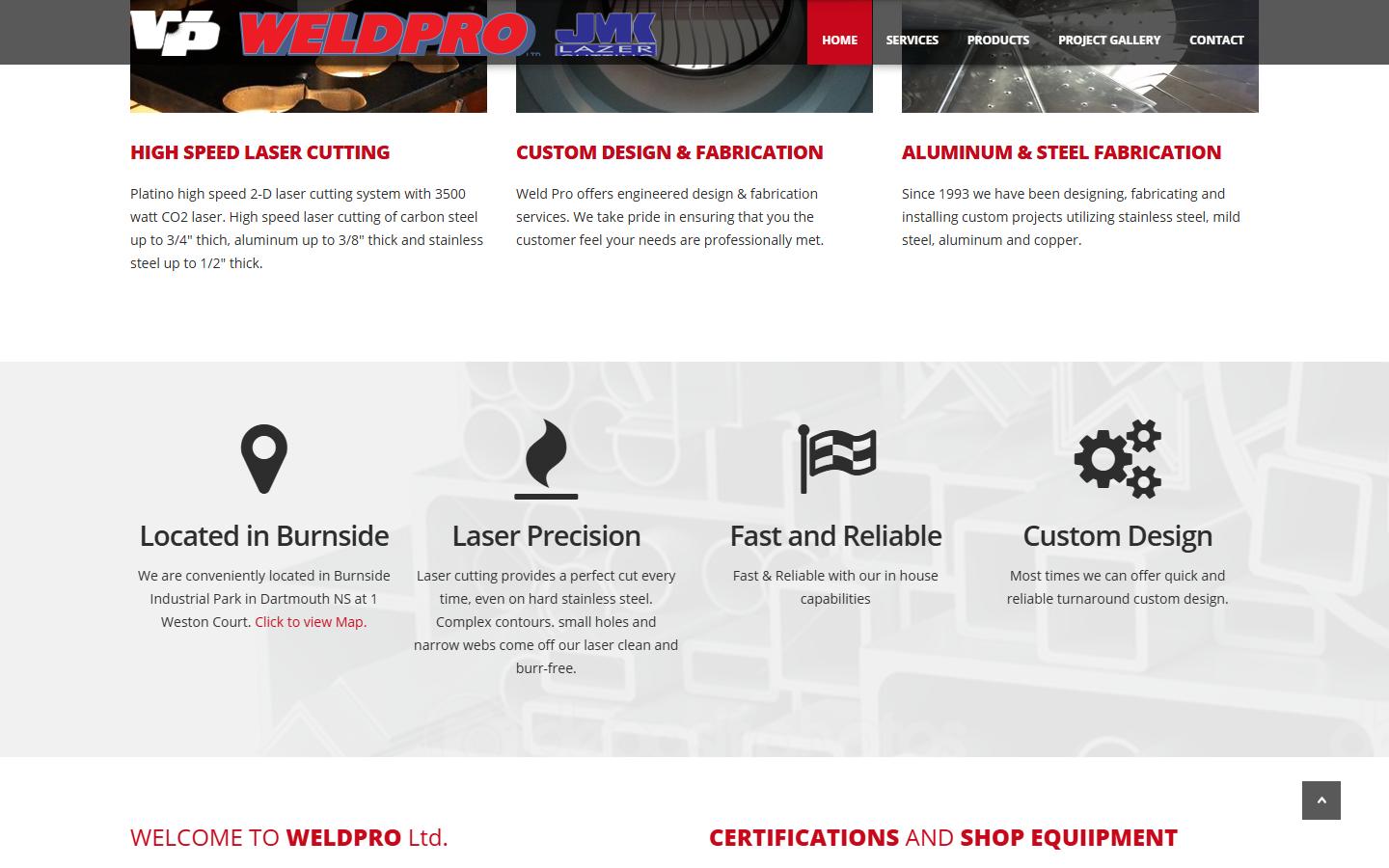 Weldpro Ltd. homepage, CNC machining in Dartmouth, NS