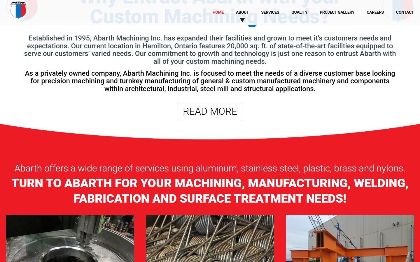 Abarth Machining Inc. homepage, CNC machining in Hamilton, ON