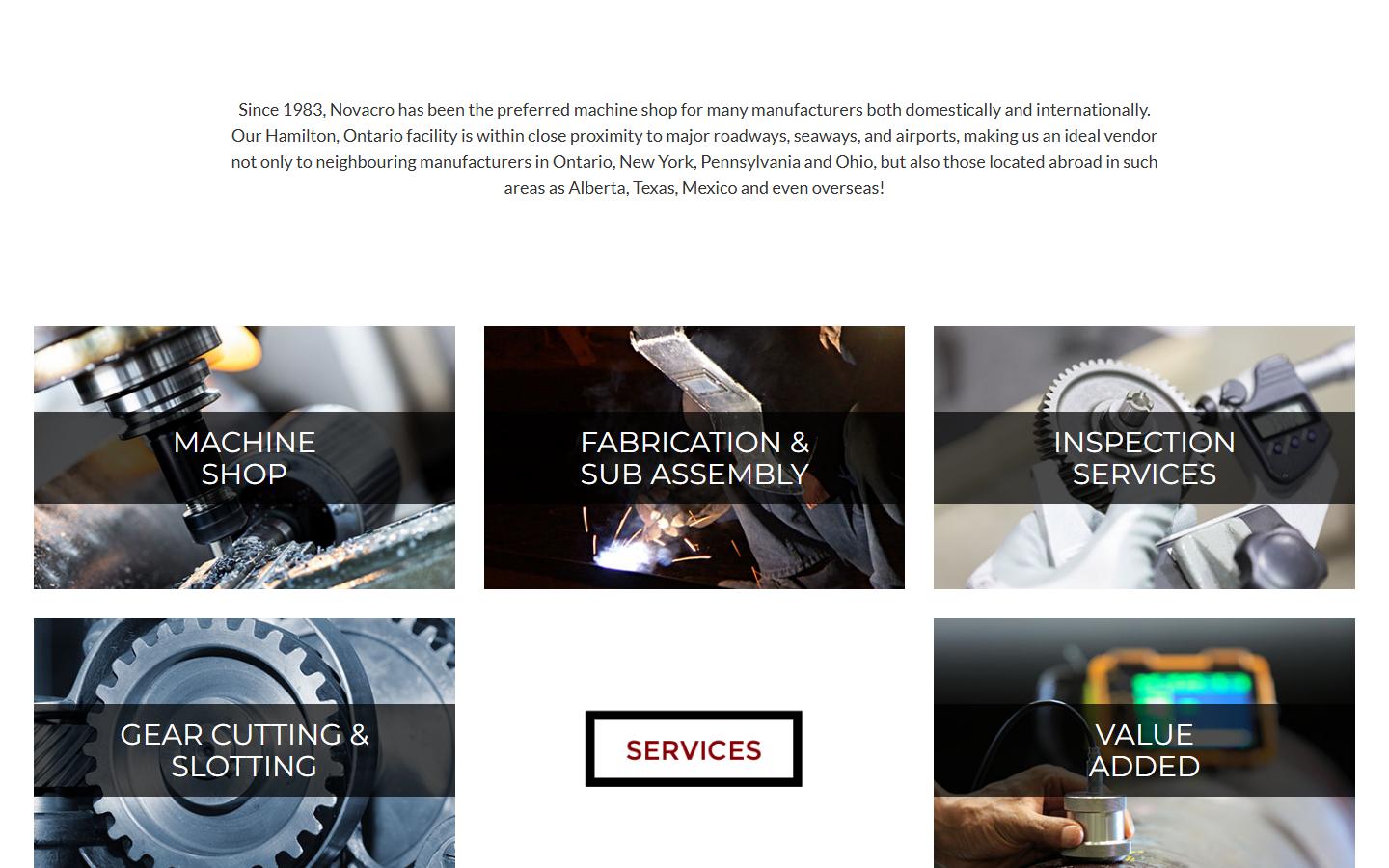 Novacro Machining Industries Inc. homepage, CNC machining in Stoney Creek, ON