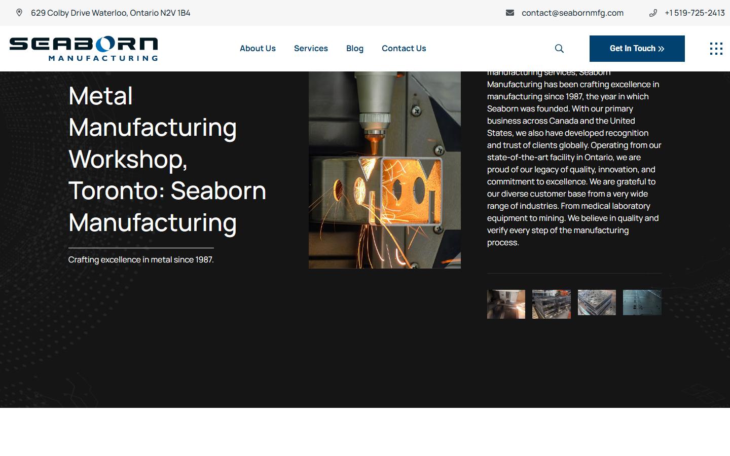 Seaborn Manufacturing homepage, CNC machining in Waterloo, ON