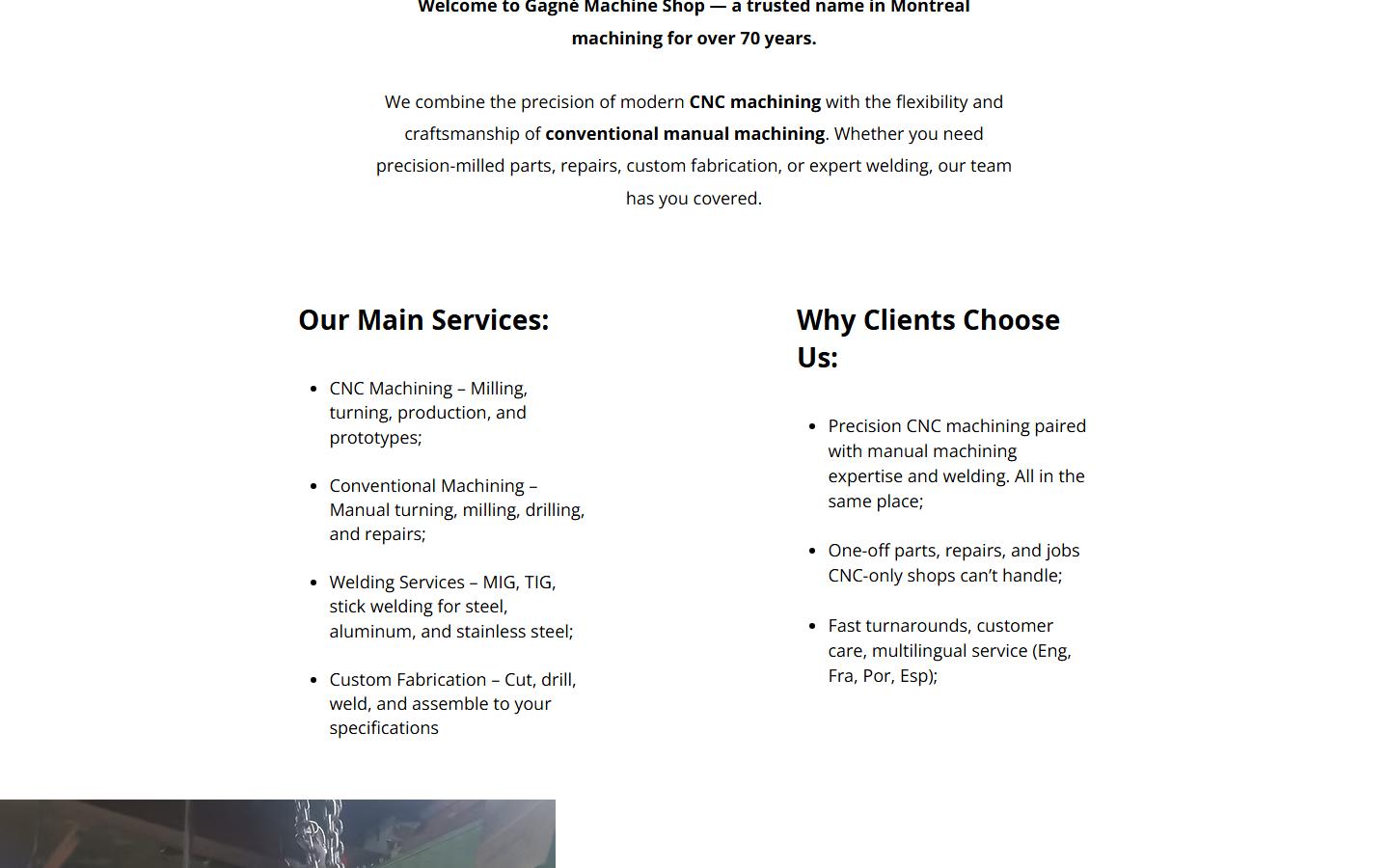 Gagné Machine Shop — CNC machining company in Montreal, QC