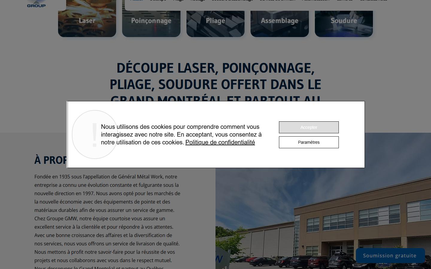 GMW Group (General Metal Work) homepage, CNC machining in Baie D Urfe, QC