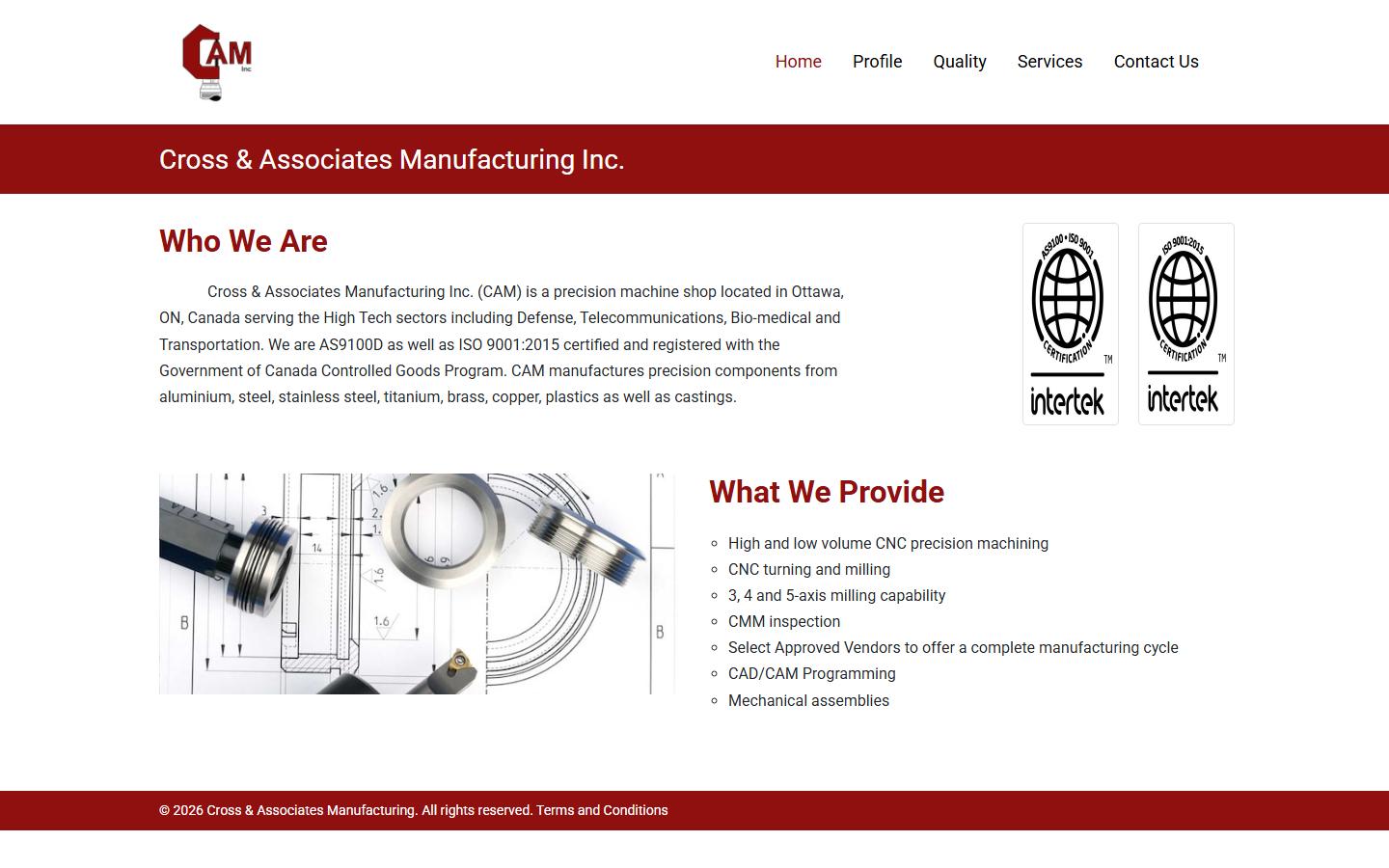 Cross & Associates Manufacturing Inc. — CNC machining company in Ottawa, ON