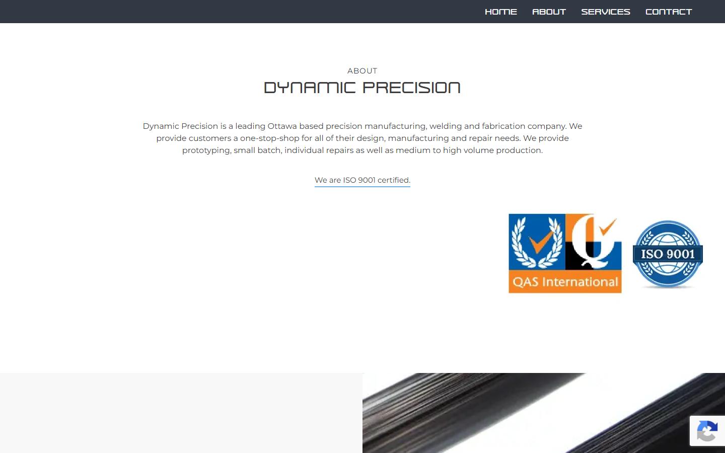 Dynamic Precisions Inc. homepage, CNC machining in Nepean, ON