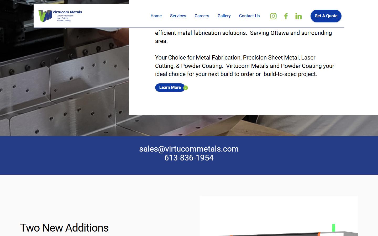 Virtucom Metals homepage, CNC machining in Ottawa, ON