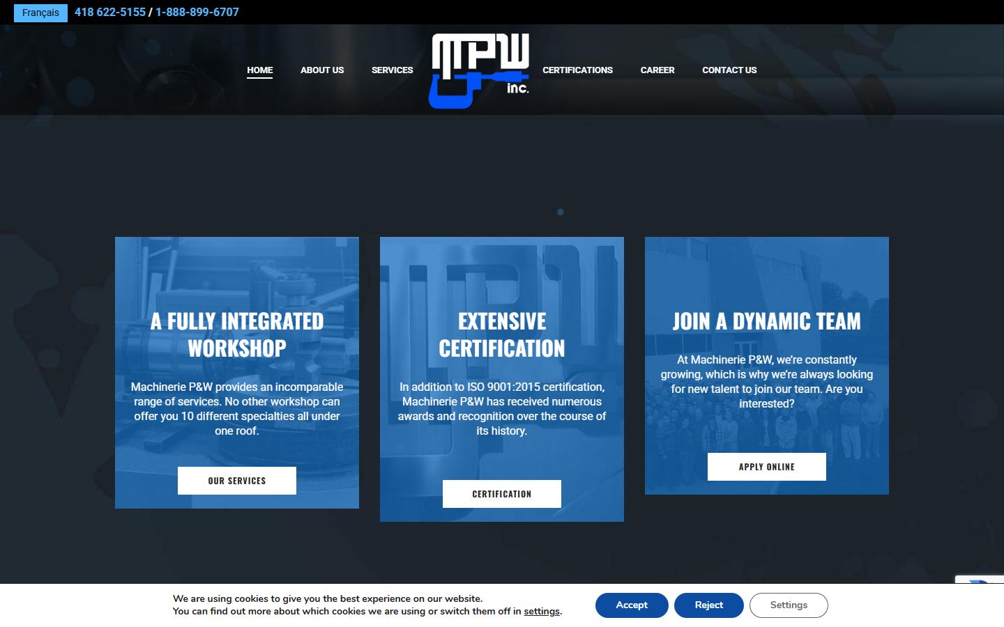 Machinerie P&W inc. — CNC machining company in Quebec City, QC