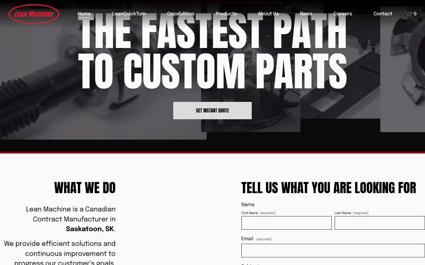 Lean Machine homepage, CNC machining in Saskatoon, SK