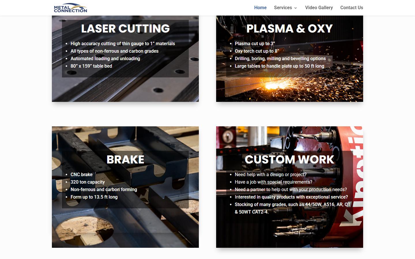 Metal Connection homepage, CNC machining in Saskatoon, SK