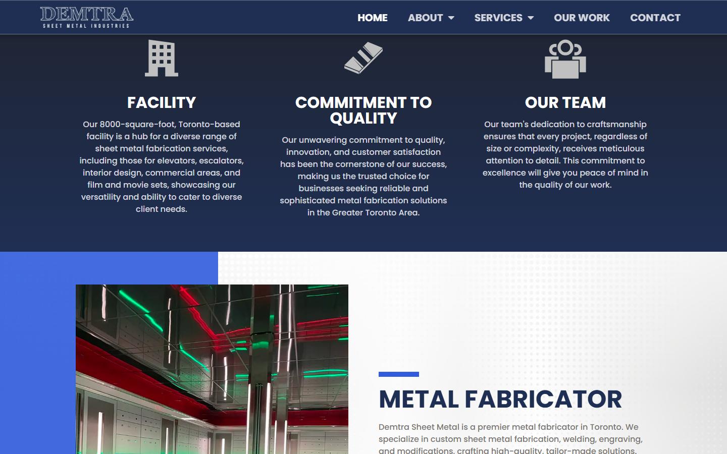 Demtra Sheet Metal Industries Ltd. homepage, CNC machining in Scarborough, Ontario