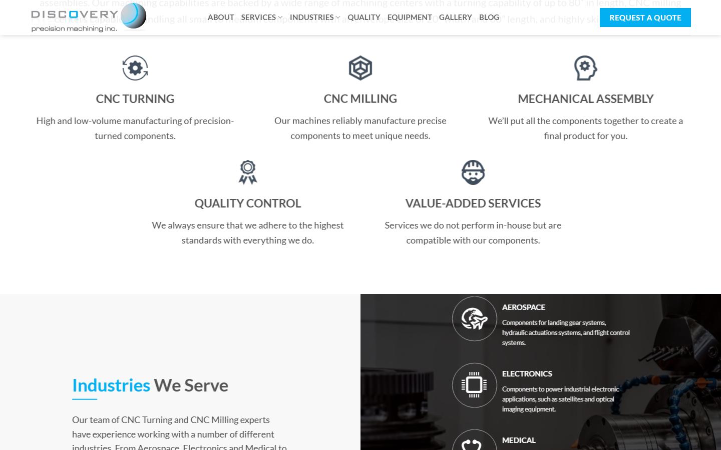 Discovery Precision Machining Inc. homepage, CNC machining in Woodbridge, Ontario