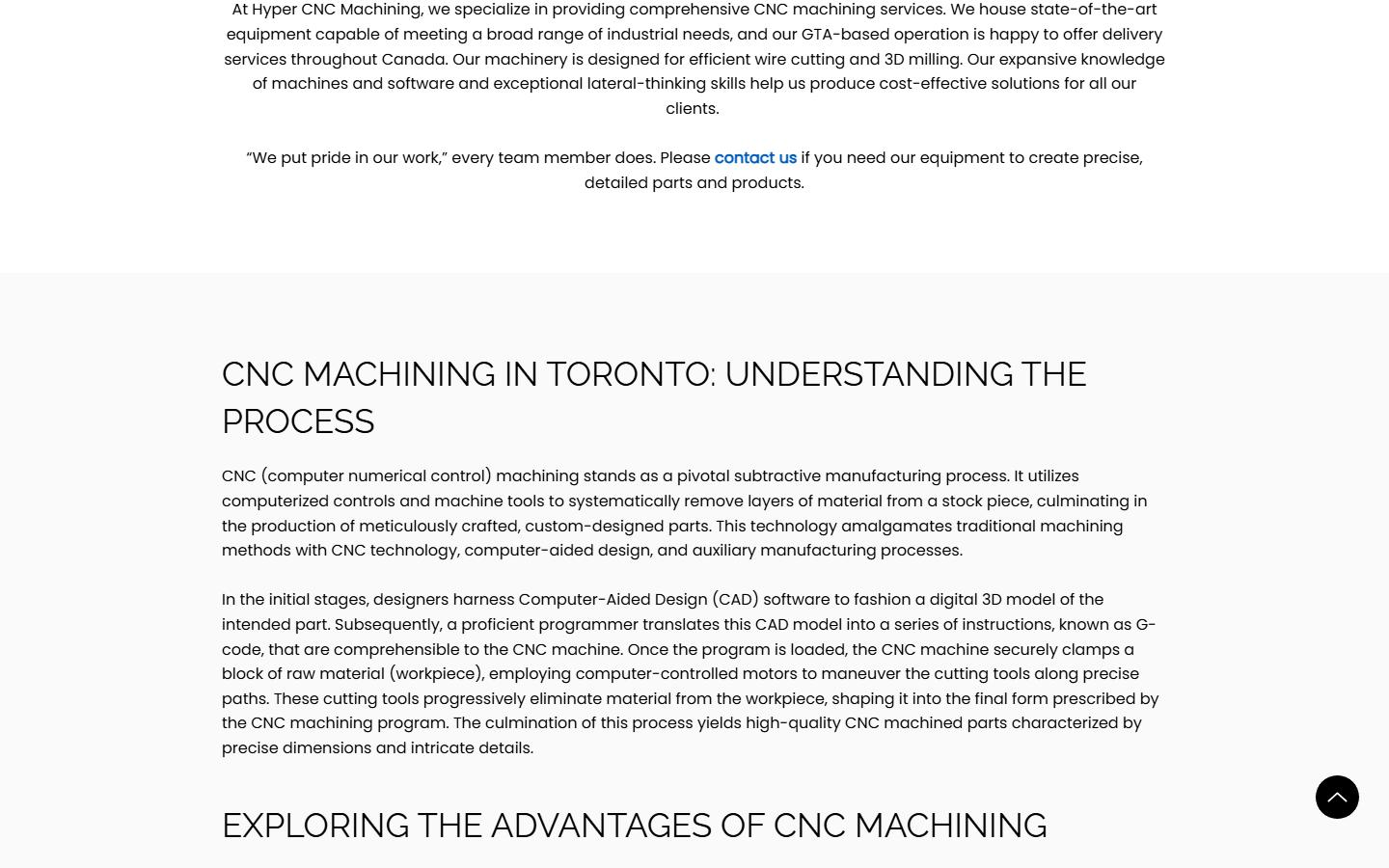 Hyper CNC Machining homepage, CNC machining in Goodwood, Ontario