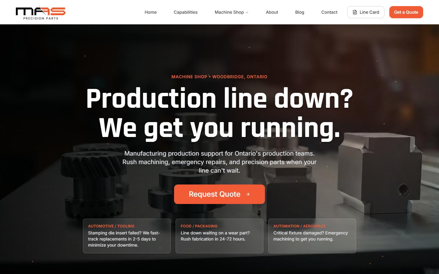 MAS Precision Parts — CNC machining company in Woodbridge, Ontario