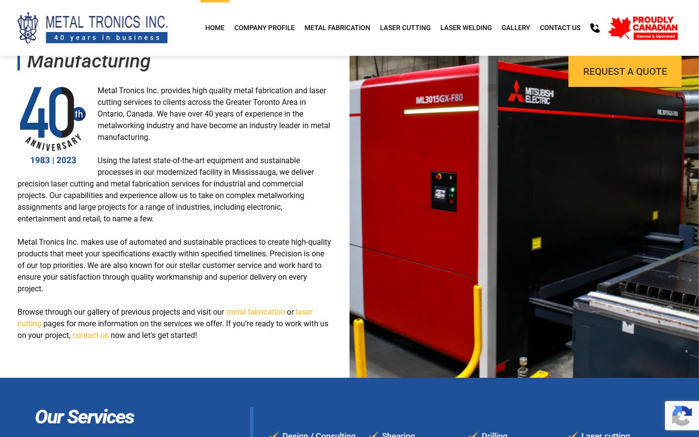 Metal Tronics Inc. homepage, CNC machining in Mississauga, Ontario