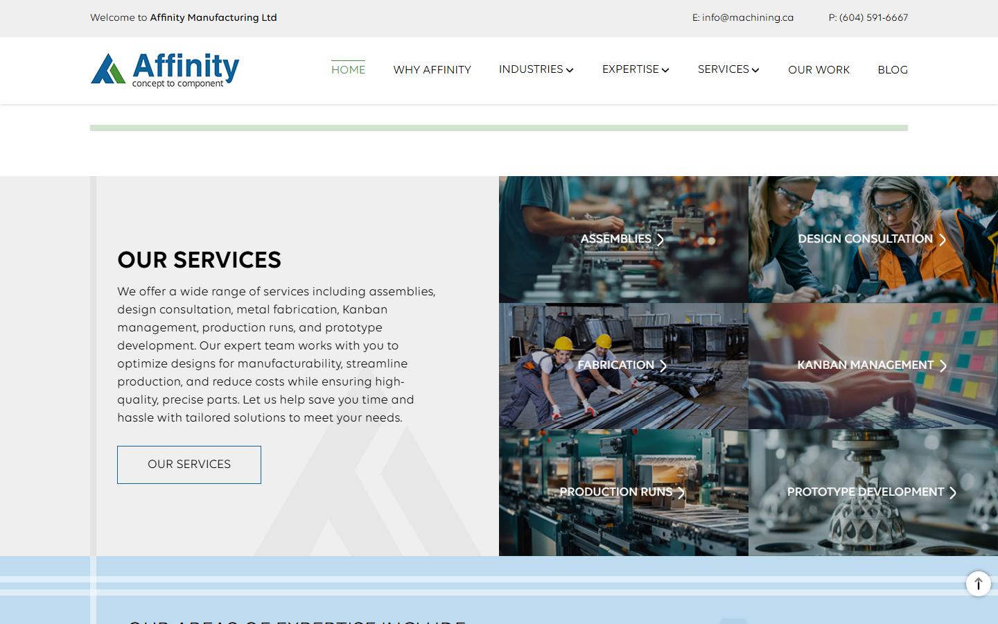 Affinity Manufacturing Ltd. homepage, CNC machining in Surrey, British Columbia