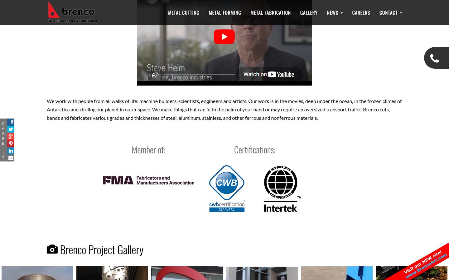Brenco Industries Ltd. homepage, CNC machining in Delta, British Columbia