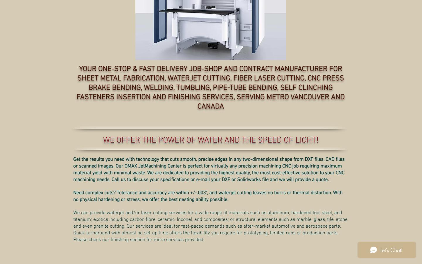 Flexyshop Ltd. homepage, CNC machining in Delta, British Columbia