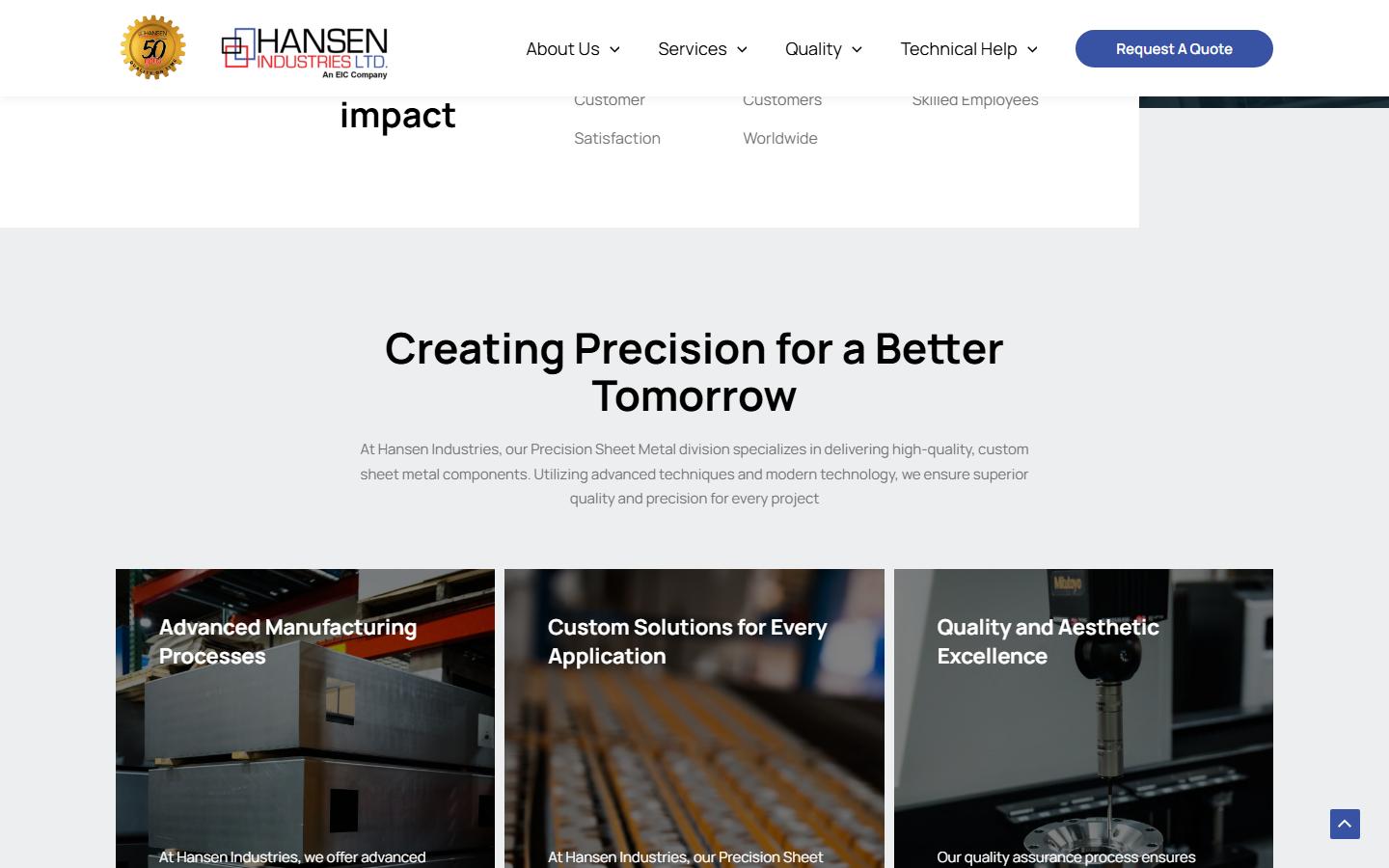 Hansen Industries Ltd. homepage, CNC machining in Richmond, British Columbia