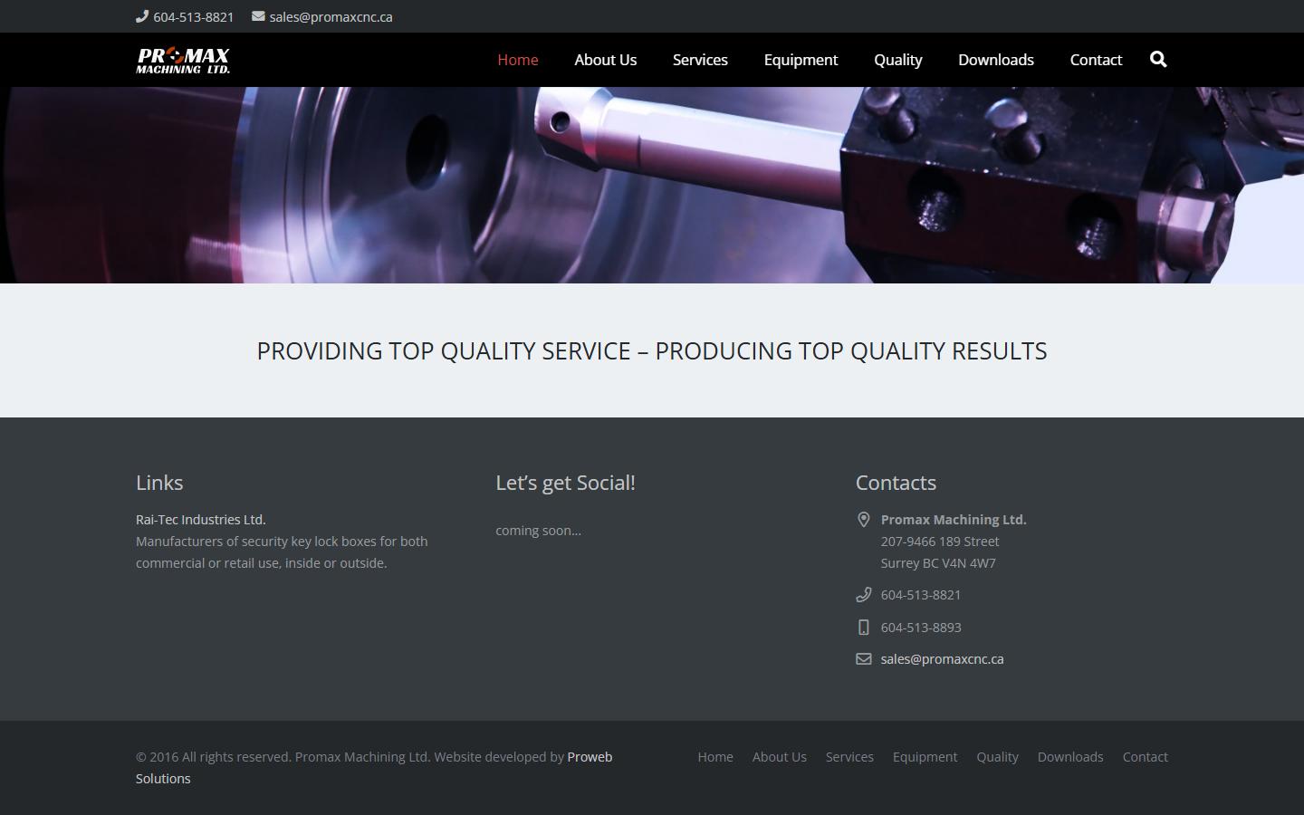 Promax Machining Ltd. — CNC machining company in Surrey, British Columbia
