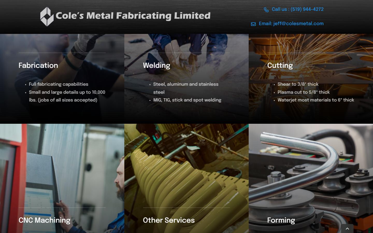Cole's Metal Fabricating Limited homepage, CNC machining in Windsor, ON
