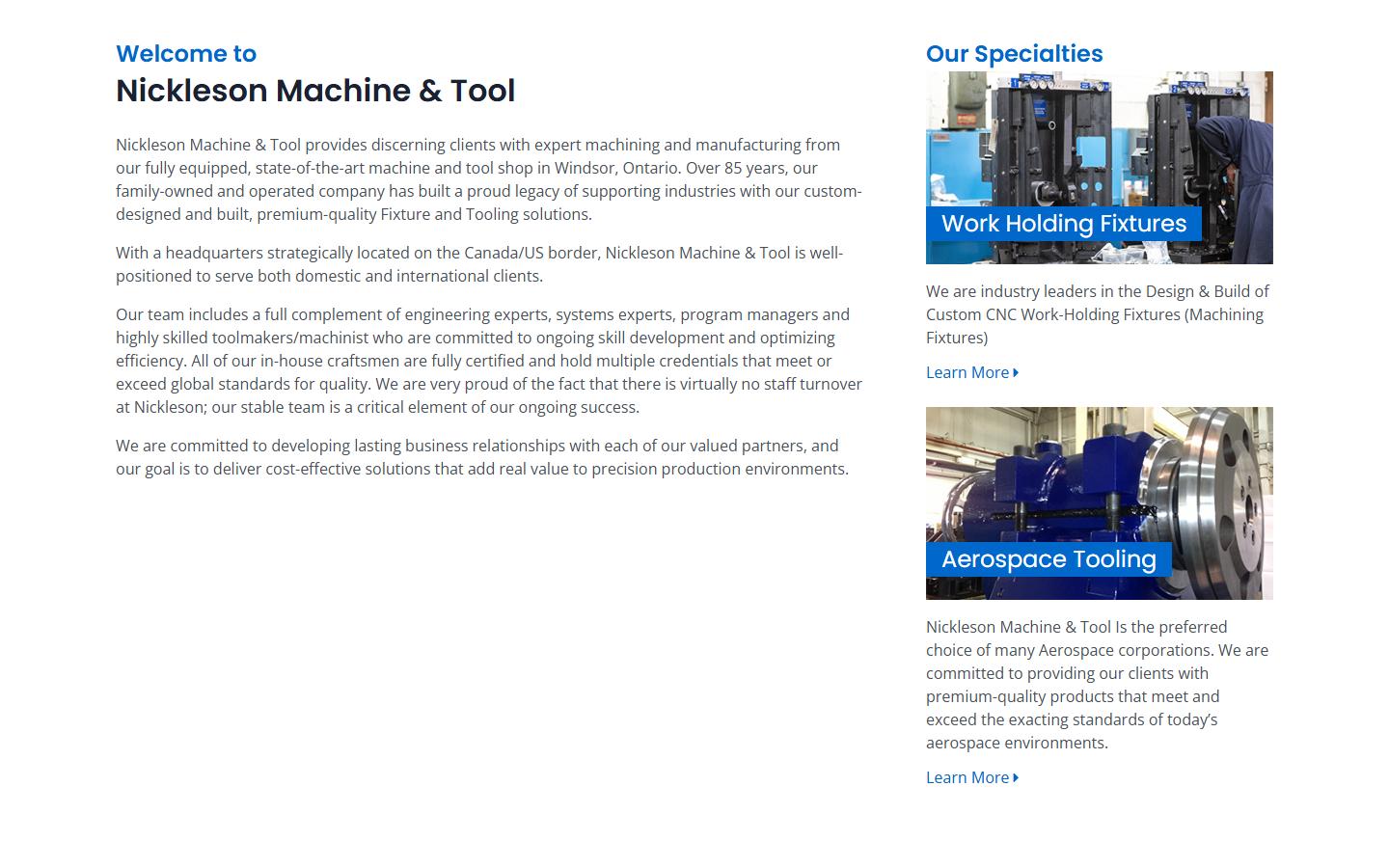 Nickleson Machine & Tool — CNC machining company in Windsor, ON