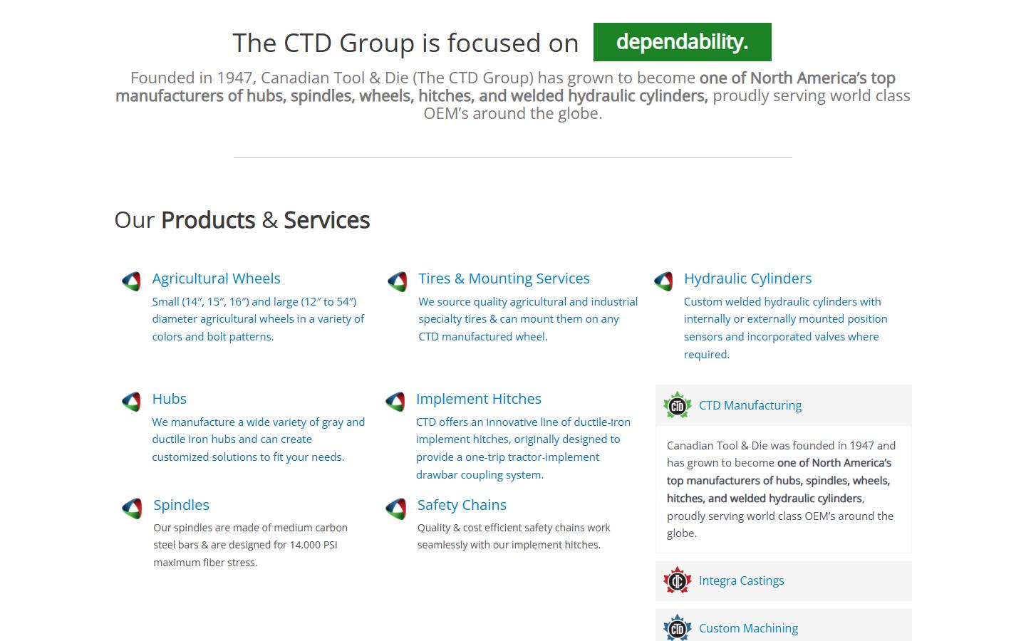 CTD Machine Works homepage, CNC machining in Winnipeg, MB