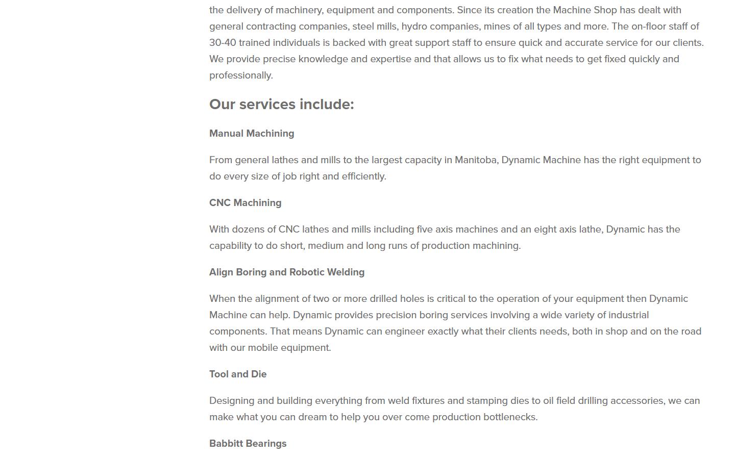 Dynamic Machine Shop — CNC machining company in Winnipeg, MB