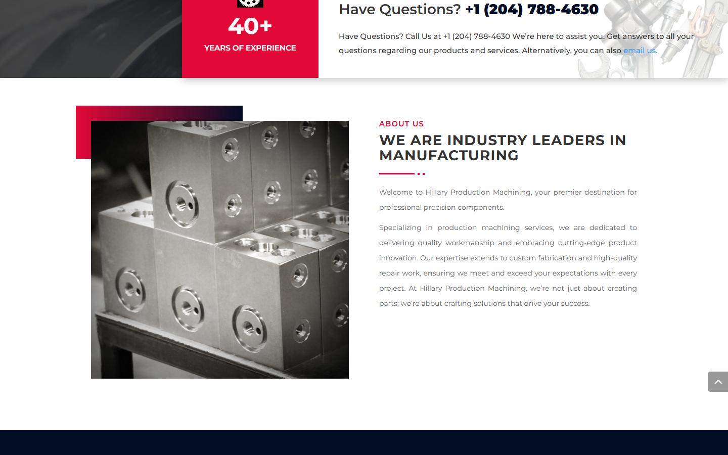 Hillary Production Machining Ltd. homepage, CNC machining in Winnipeg, MB